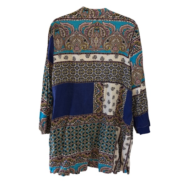 Chico’s Open Front Topper Jacket – Multicolor Boho Patchwork Size 2 (US 12/14) - Picture 3 of 10
